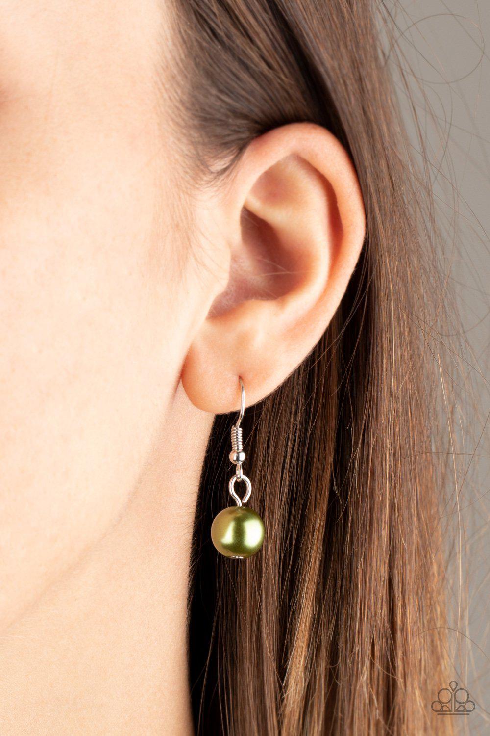 Belle Of The BALLROOM Green and Silver Necklace - Paparazzi Accessories - free matching earrings -CarasShop.com - Paparazzi Jewelry by Cara Jewels