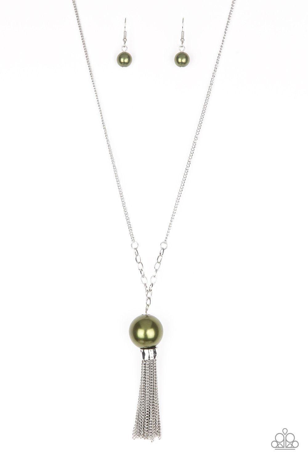 Belle Of The BALLROOM Green and Silver Necklace - Paparazzi Accessories- lightbox - CarasShop.com - Paparazzi Jewelry by Cara Jewels