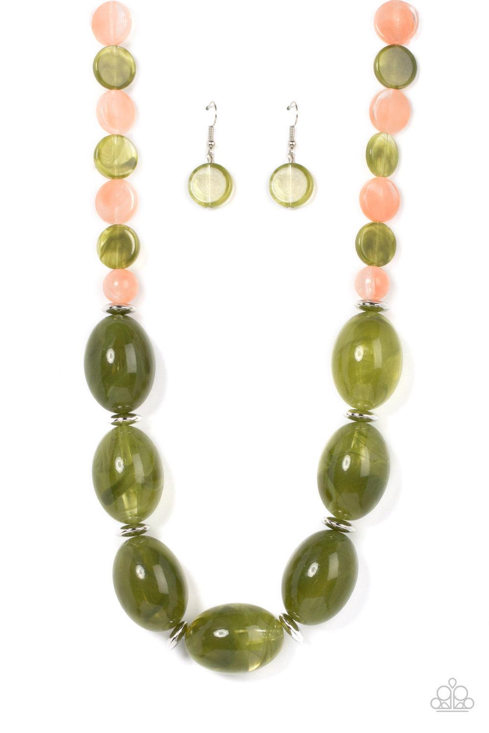 Belle of the Beach Green Acrylic Necklace - Paparazzi Accessories- lightbox - CarasShop.com - Paparazzi Jewelry by Cara Jewels