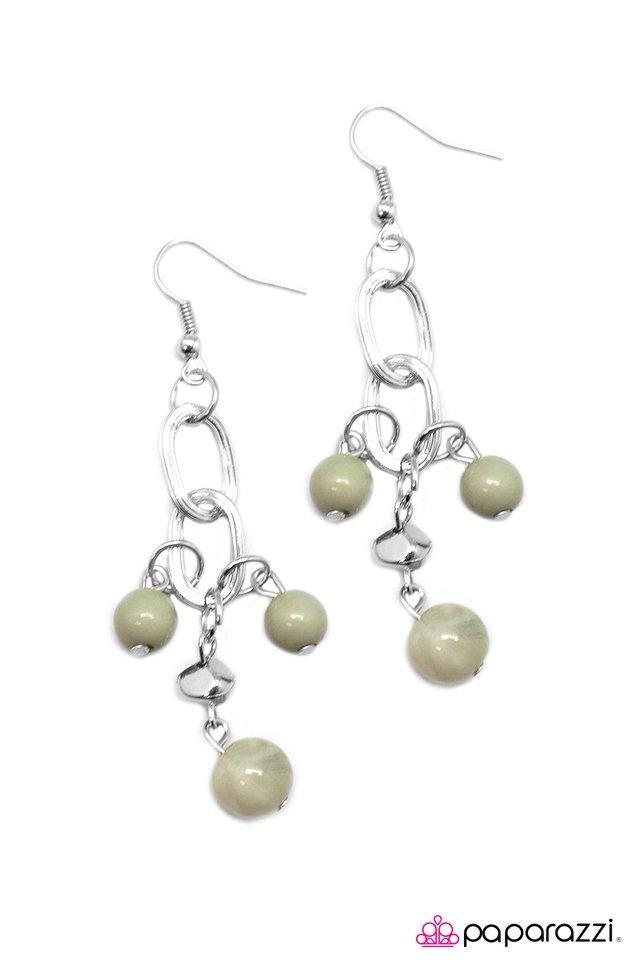 Best Day Ever Olive Green and Silver earrings - Paparazzi Accessories- lightbox - CarasShop.com - Paparazzi Jewelry by Cara Jewels