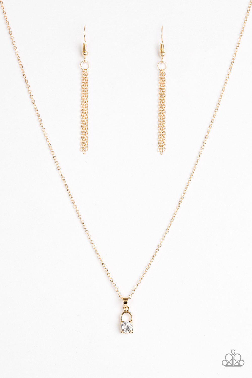 Best Of LOCK Gold Necklace - Paparazzi Accessories- lightbox - CarasShop.com - Paparazzi Jewelry by Cara Jewels