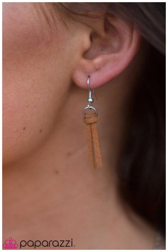 Best Suede Plans Brown Suede Necklace - Paparazzi Accessories - free matching earrings -CarasShop.com - Paparazzi Jewelry by Cara Jewels