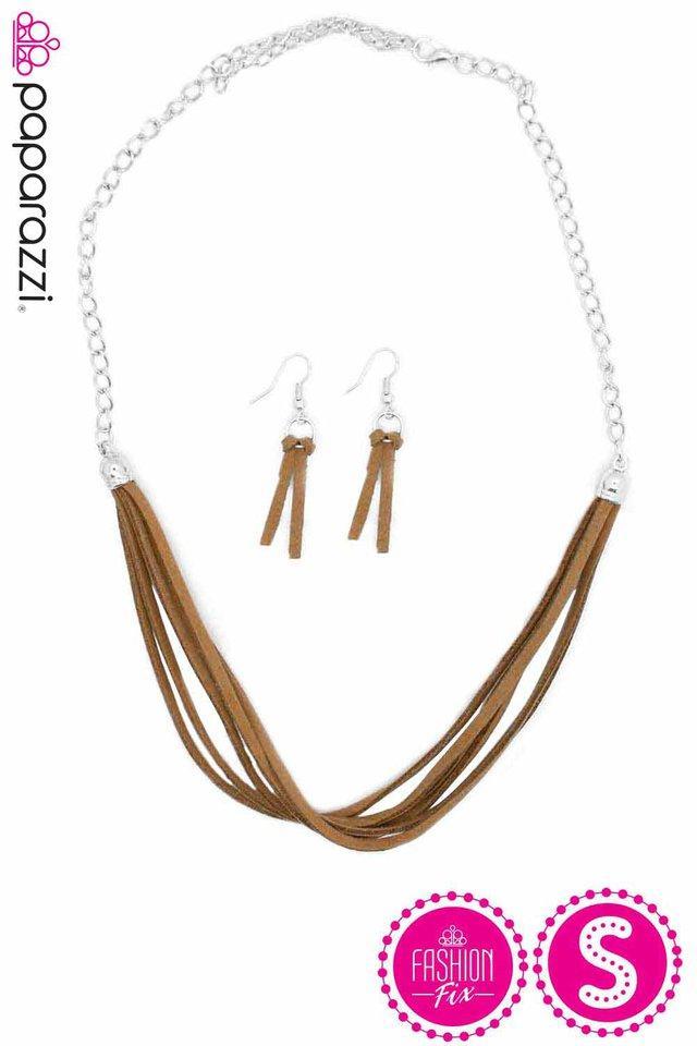 Best Suede Plans Brown Suede Necklace - Paparazzi Accessories- lightbox - CarasShop.com - Paparazzi Jewelry by Cara Jewels