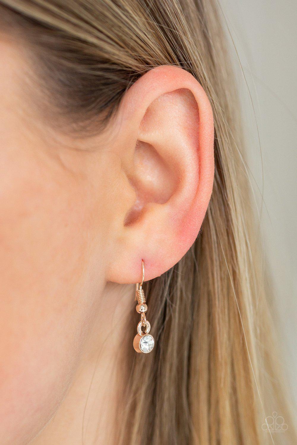 Bet Your Bottom Dollar Rose Gold Necklace - Paparazzi Accessories - free matching earrings -CarasShop.com - Paparazzi Jewelry by Cara Jewels