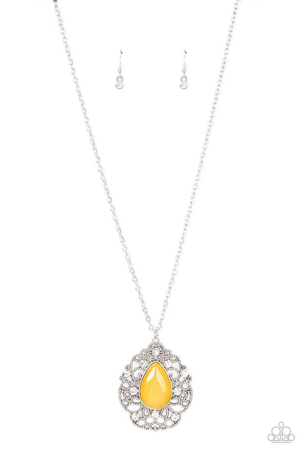 Bewitched Beam Yellow Cat's Eye Stone Necklace - Paparazzi Accessories- lightbox - CarasShop.com - Paparazzi Jewelry by Cara Jewels
