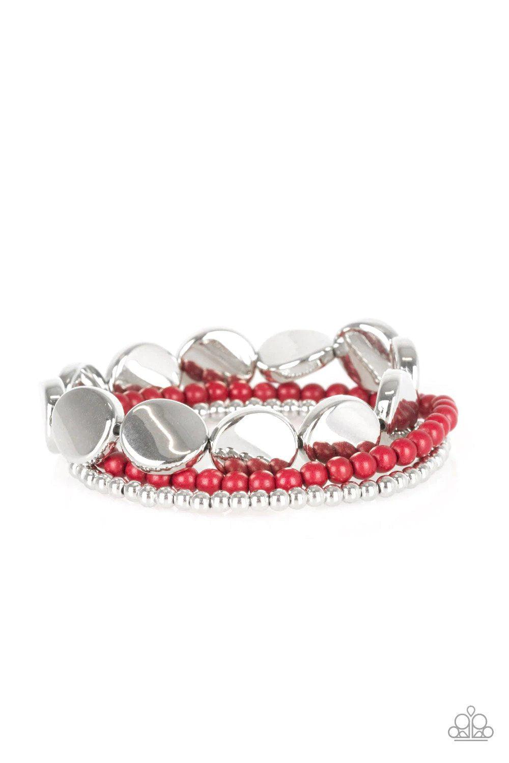Beyond The Basics Red Bracelet - Paparazzi Accessories- lightbox - CarasShop.com - Paparazzi Jewelry by Cara Jewels