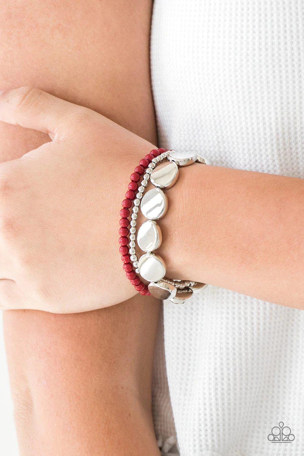 Beyond The Basics Red Bracelet - Paparazzi Accessories- lightbox - CarasShop.com - Paparazzi Jewelry by Cara Jewels