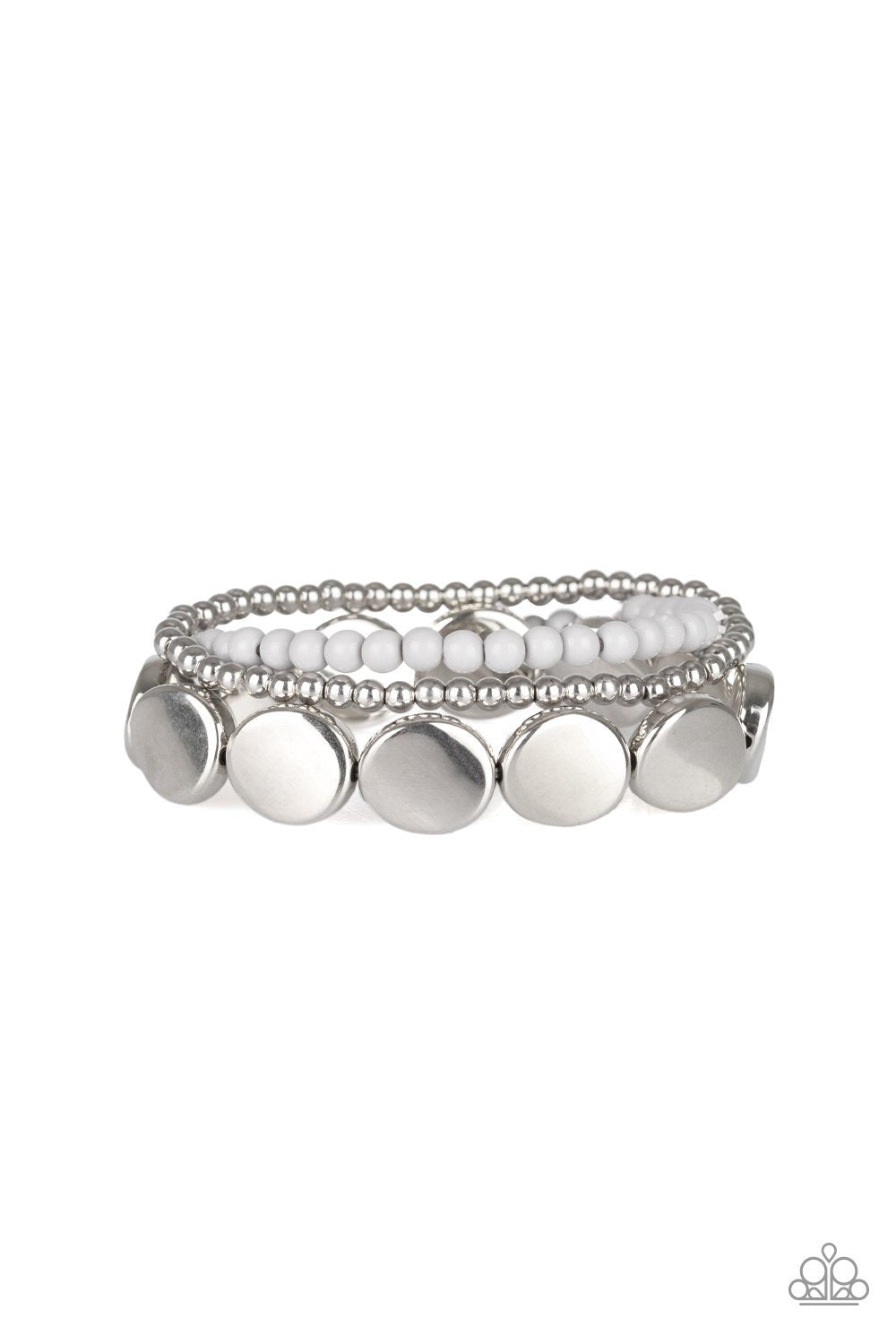 Beyond The Basics Silver Bracelet Set - Paparazzi Accessories- lightbox - CarasShop.com - Paparazzi Jewelry by Cara Jewels
