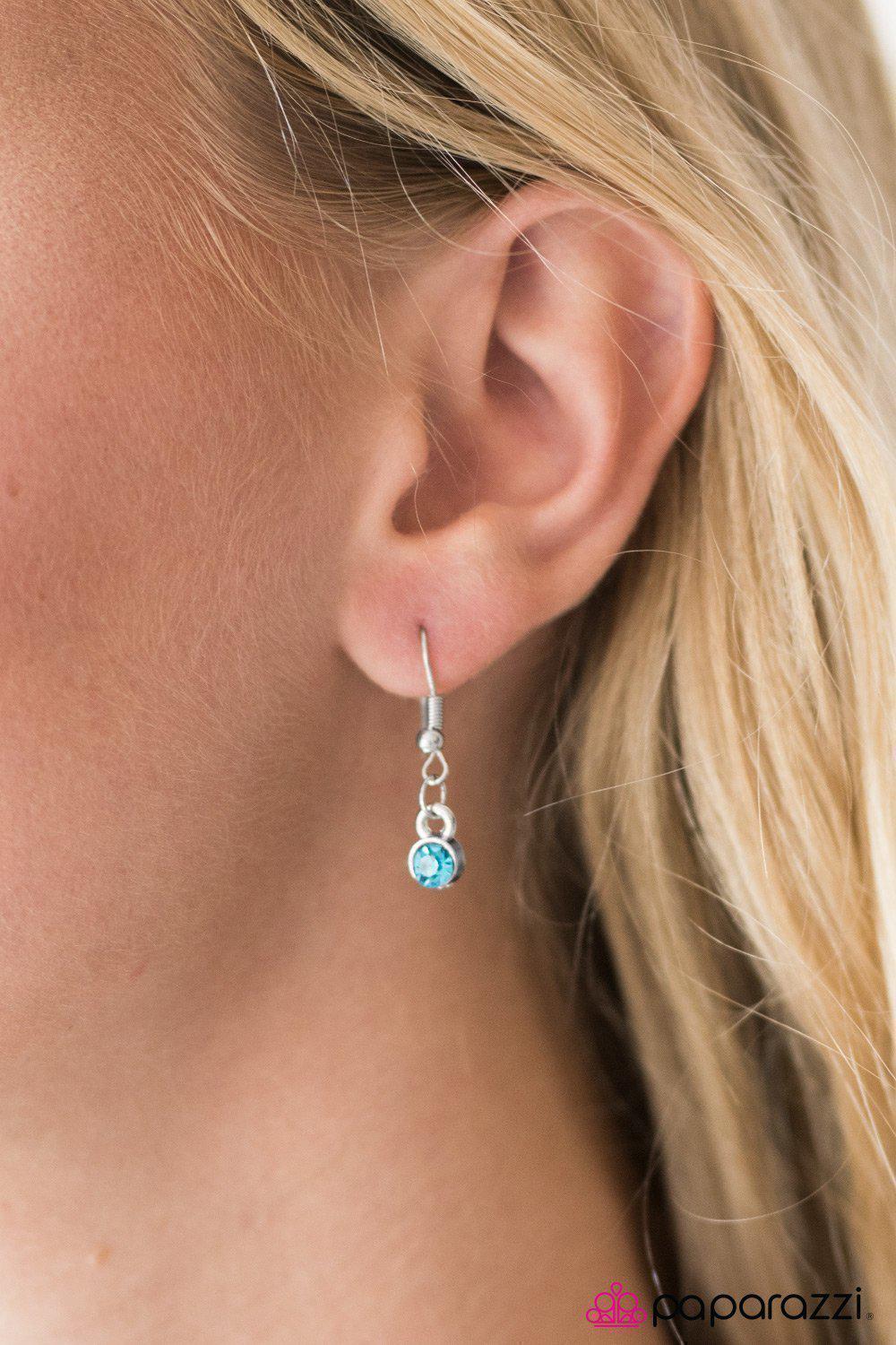 Beyond The Stars Blue Gem and Silver Necklace - Paparazzi Accessories - free matching earrings -CarasShop.com - Paparazzi Jewelry by Cara Jewels