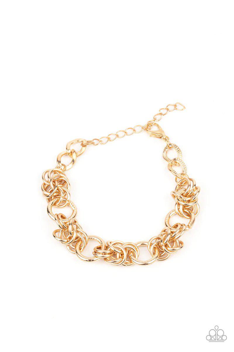 Big City Chic Gold Bracelet - Paparazzi Accessories- lightbox - CarasShop.com - Paparazzi Jewelry by Cara Jewels