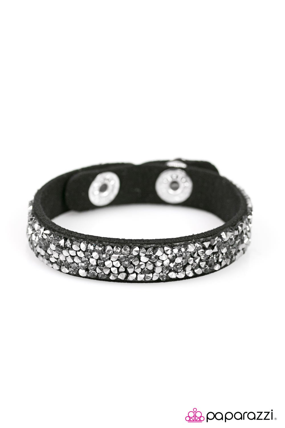 Big Girls Don't Cry Black and Silver Urban Wrap Snap Bracelet - Paparazzi Accessories- lightbox - CarasShop.com - Paparazzi Jewelry by Cara Jewels