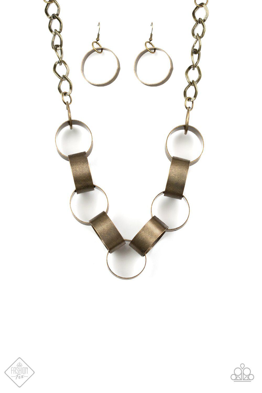 Big Hit Brass Necklace - Paparazzi Accessories- lightbox - CarasShop.com - Paparazzi Jewelry by Cara Jewels