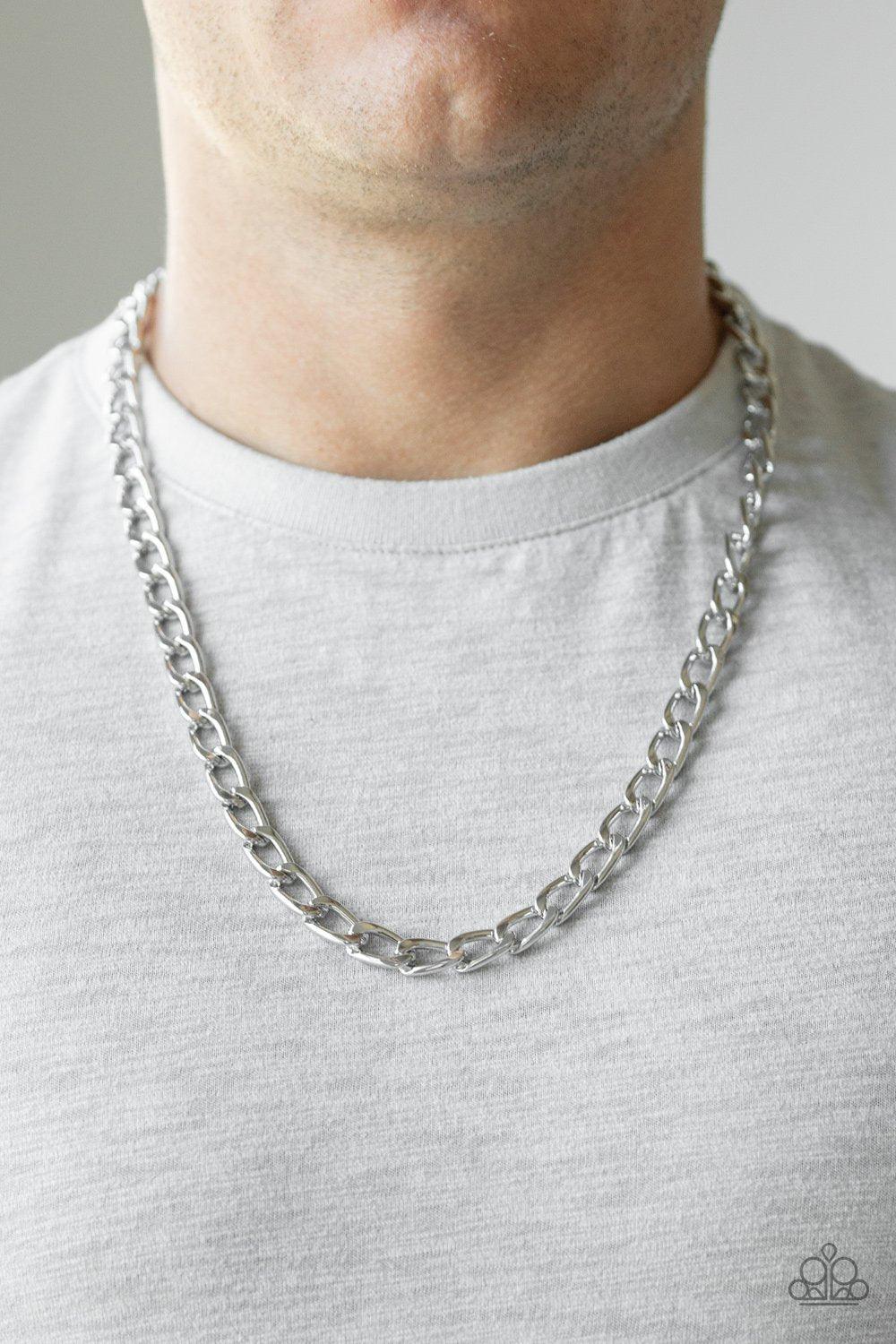 Big Win - Men's Silver Chain Necklace - Paparazzi Accessories- on model - CarasShop.com - Paparazzi Jewelry by Cara Jewels