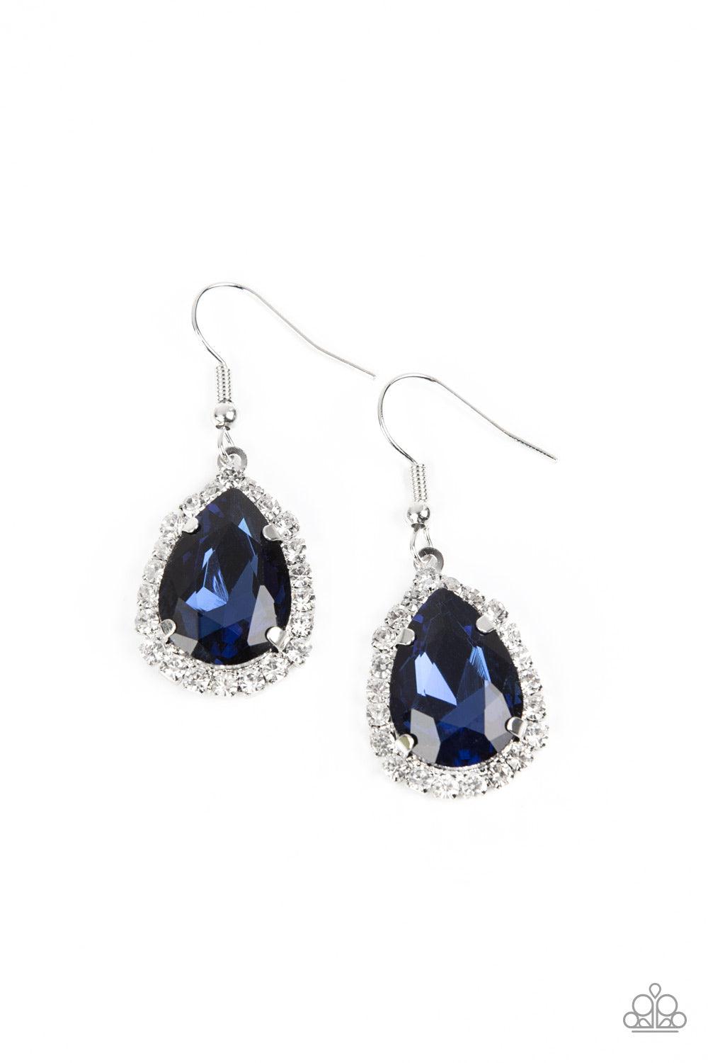 Bippity Boppity BOOM! Blue Rhinestone Earrings - Paparazzi Accessories- lightbox - CarasShop.com - Paparazzi Jewelry by Cara Jewels