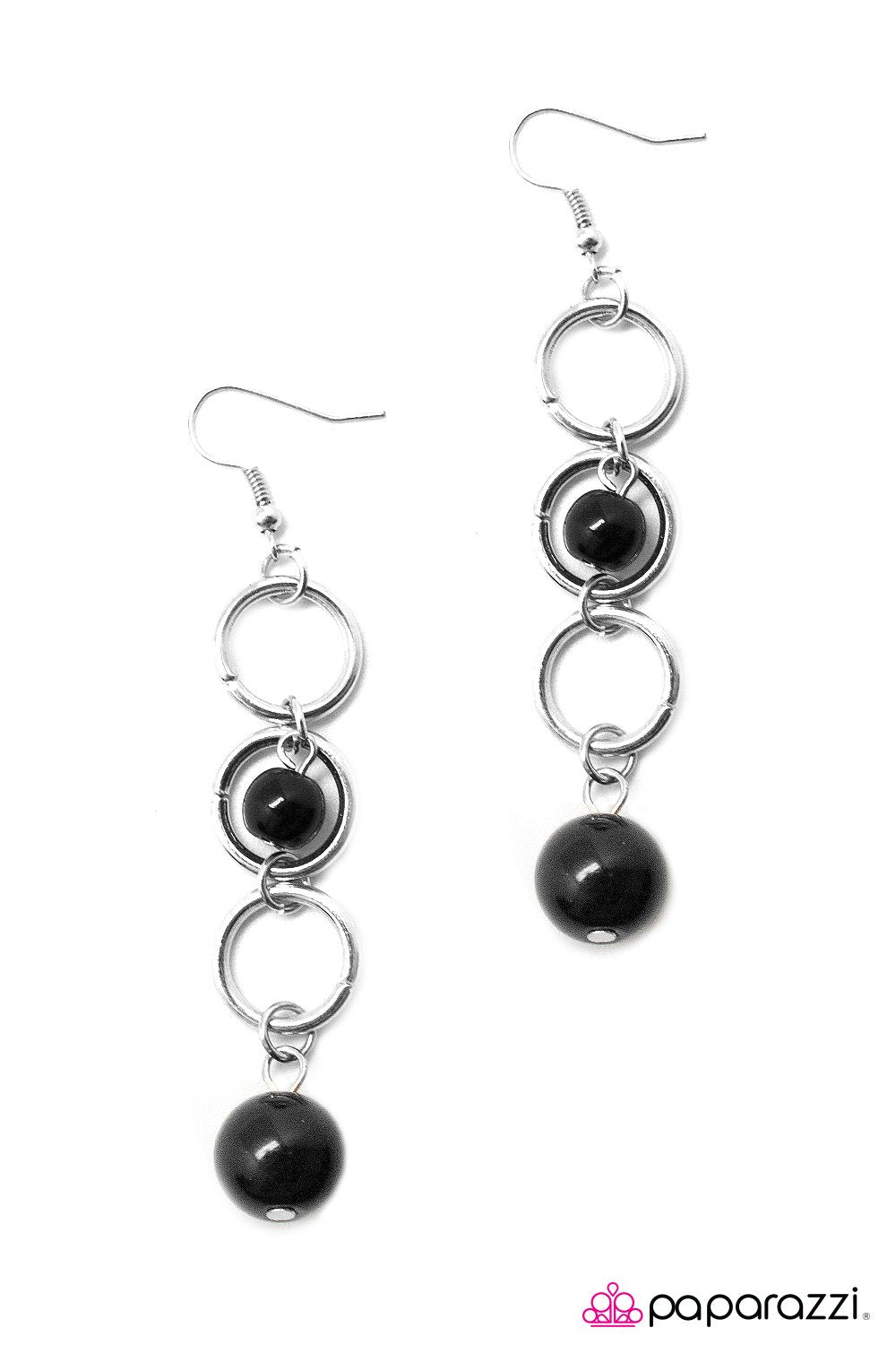 Blast Off Black and Silver Earrings - Paparazzi Accessories- lightbox - CarasShop.com - Paparazzi Jewelry by Cara Jewels