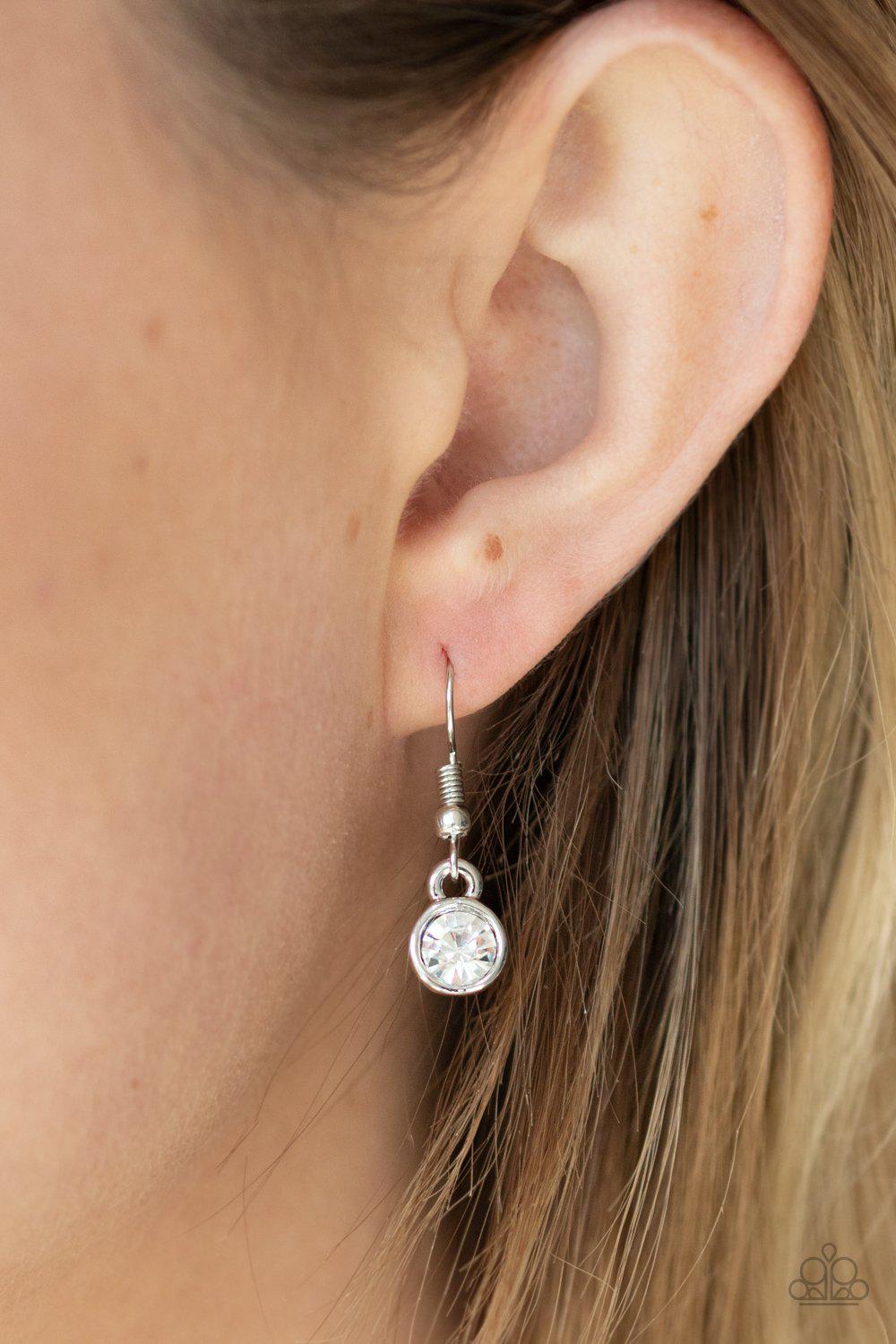 Bless Your Heart Red and White Rhinestone Heart Necklace - Paparazzi Accessories - free matching earrings -CarasShop.com - Paparazzi Jewelry by Cara Jewels