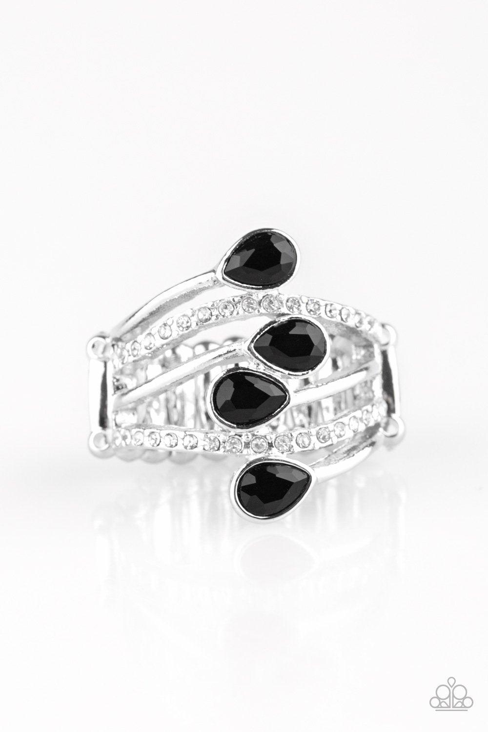 Bling Dream Black Rhinestone Ring - Paparazzi Accessories- lightbox - CarasShop.com - Paparazzi Jewelry by Cara Jewels