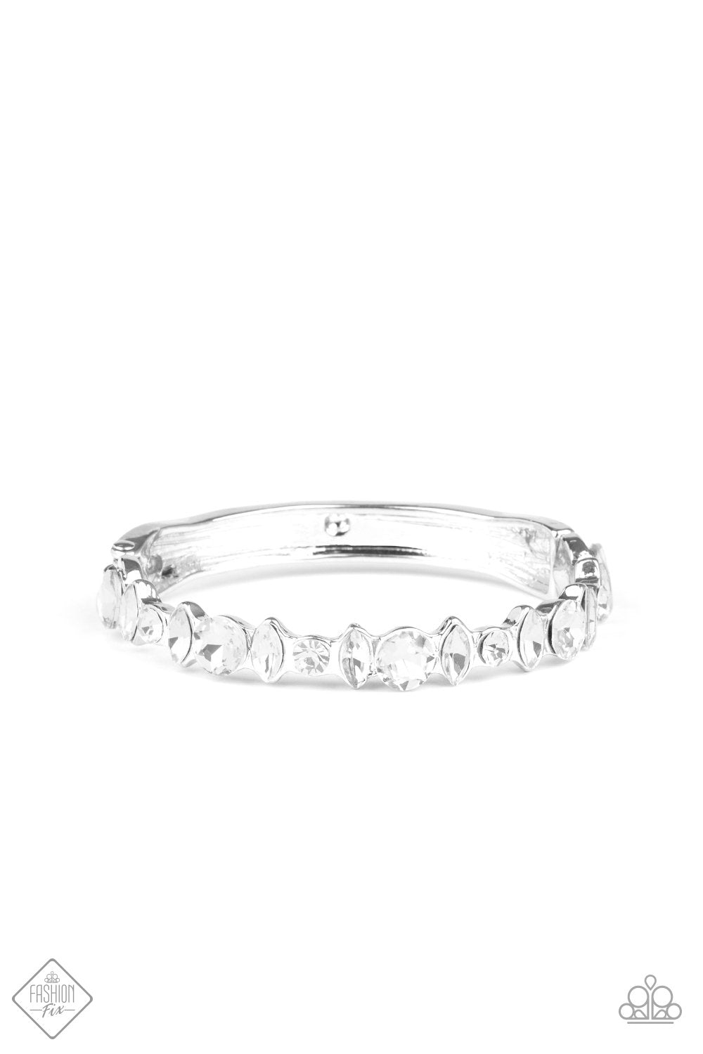 BLING Them To Their Knees White Rhinestone Bracelet - Paparazzi Accessories- lightbox - CarasShop.com - Paparazzi Jewelry by Cara Jewels