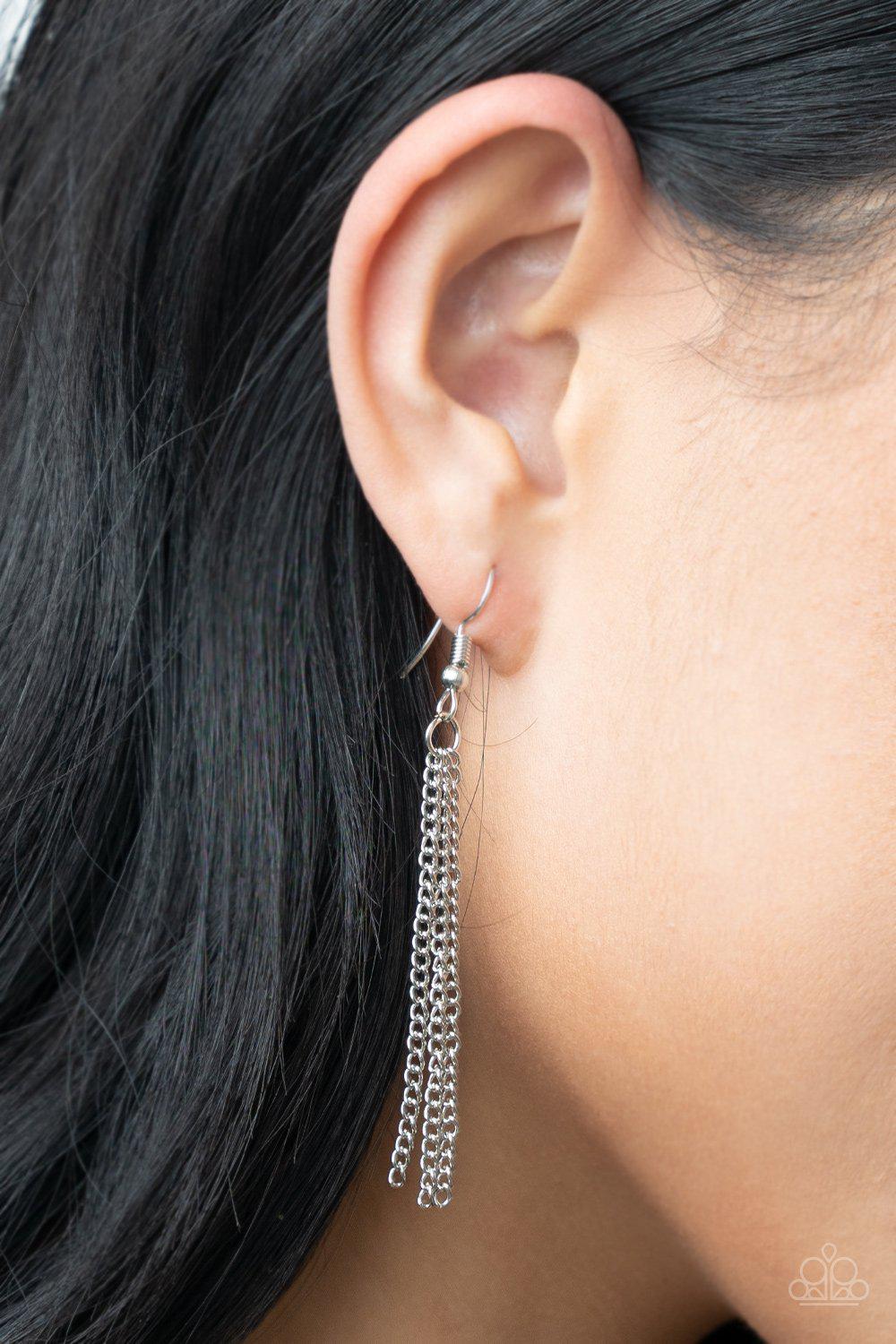 Blissed Out Opulence Red Rhinestone Tassel Necklace - Paparazzi Accessories - free matching earrings -CarasShop.com - Paparazzi Jewelry by Cara Jewels