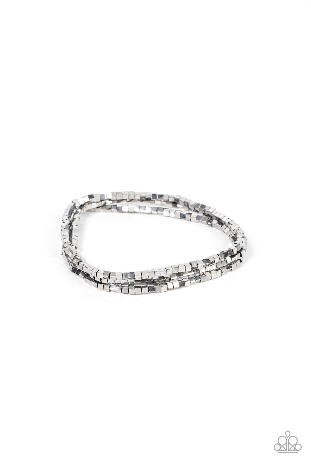 Block Bash Silver Bracelet - Paparazzi Accessories- lightbox - CarasShop.com - Paparazzi Jewelry by Cara Jewels