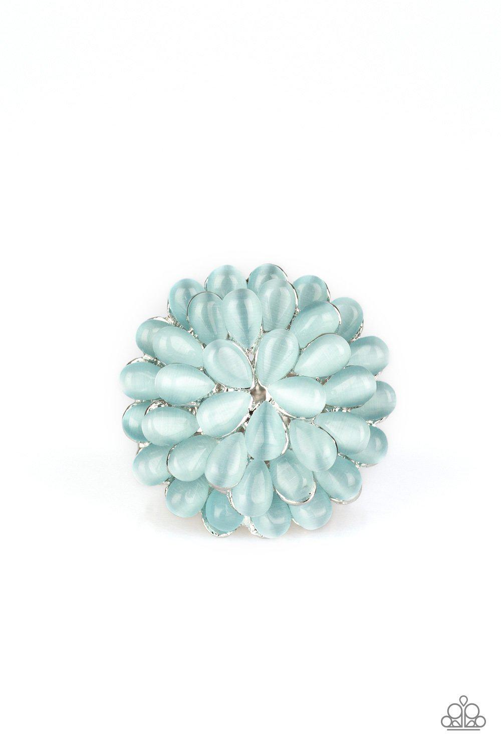 Bloomin Bloomer Blue Cat's Eye Ring - Paparazzi Accessories- lightbox - CarasShop.com - Paparazzi Jewelry by Cara Jewels