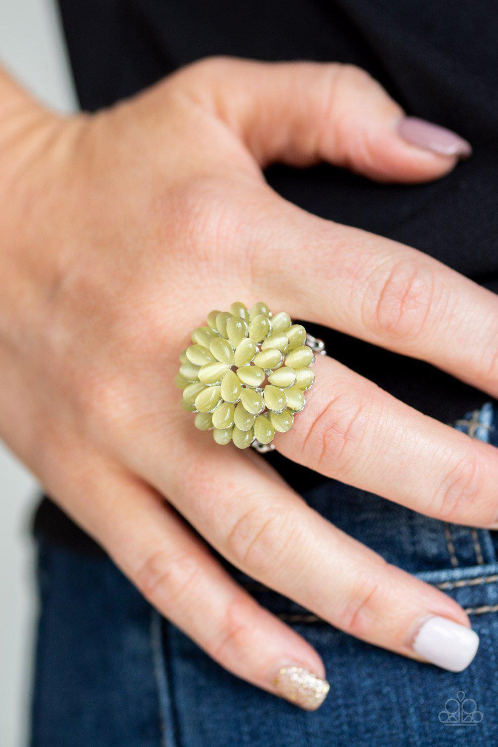 Bloomin Bloomer Yellow Moonstone Ring - Paparazzi Accessories- on model - CarasShop.com - Paparazzi Jewelry by Cara Jewels