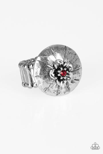 Blooming Beach Party Red Ring - Paparazzi Accessories- lightbox - CarasShop.com - Paparazzi Jewelry by Cara Jewels