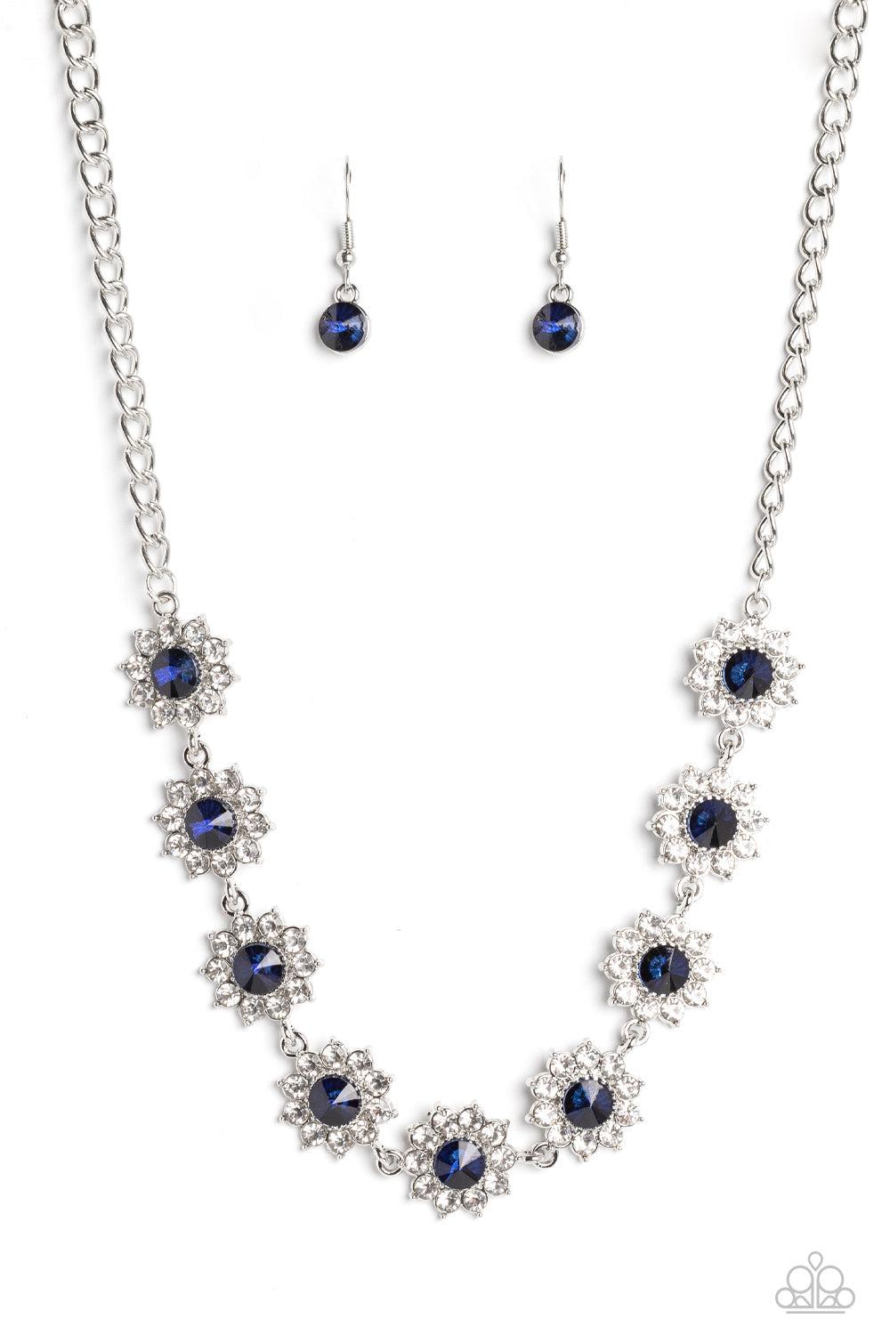 Blooming Brilliance Blue Rhinestone Necklace - Paparazzi Accessories- lightbox - CarasShop.com - Paparazzi Jewelry by Cara Jewels