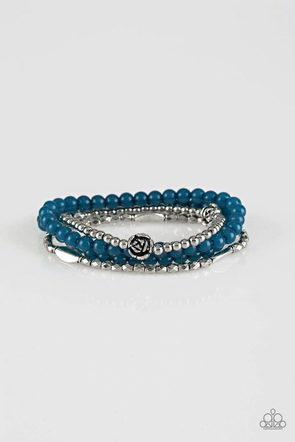 Blooming Buttercups Blue Bracelet - Paparazzi Accessories- lightbox - CarasShop.com - Paparazzi Jewelry by Cara Jewels