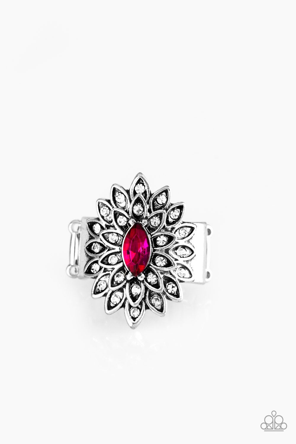 Blooming Fireworks Pink and Silver Ring - Paparazzi Accessories- lightbox - CarasShop.com - Paparazzi Jewelry by Cara Jewels