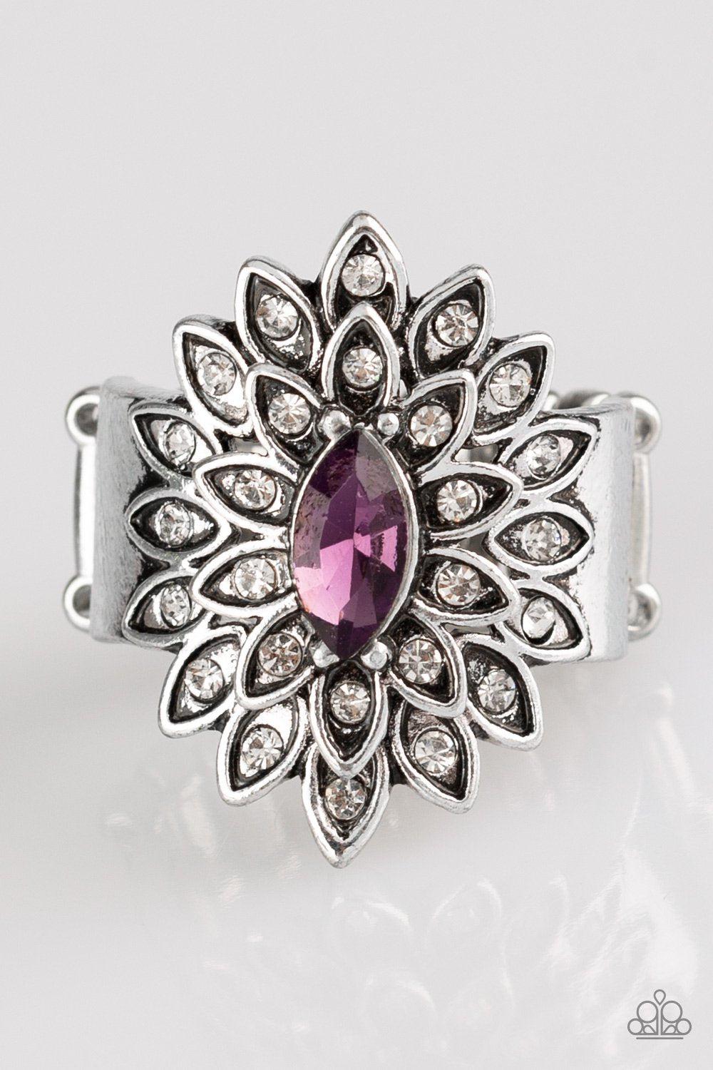 Blooming Fireworks Silver and Purple Ring - Paparazzi Accessories- lightbox - CarasShop.com - Paparazzi Jewelry by Cara Jewels
