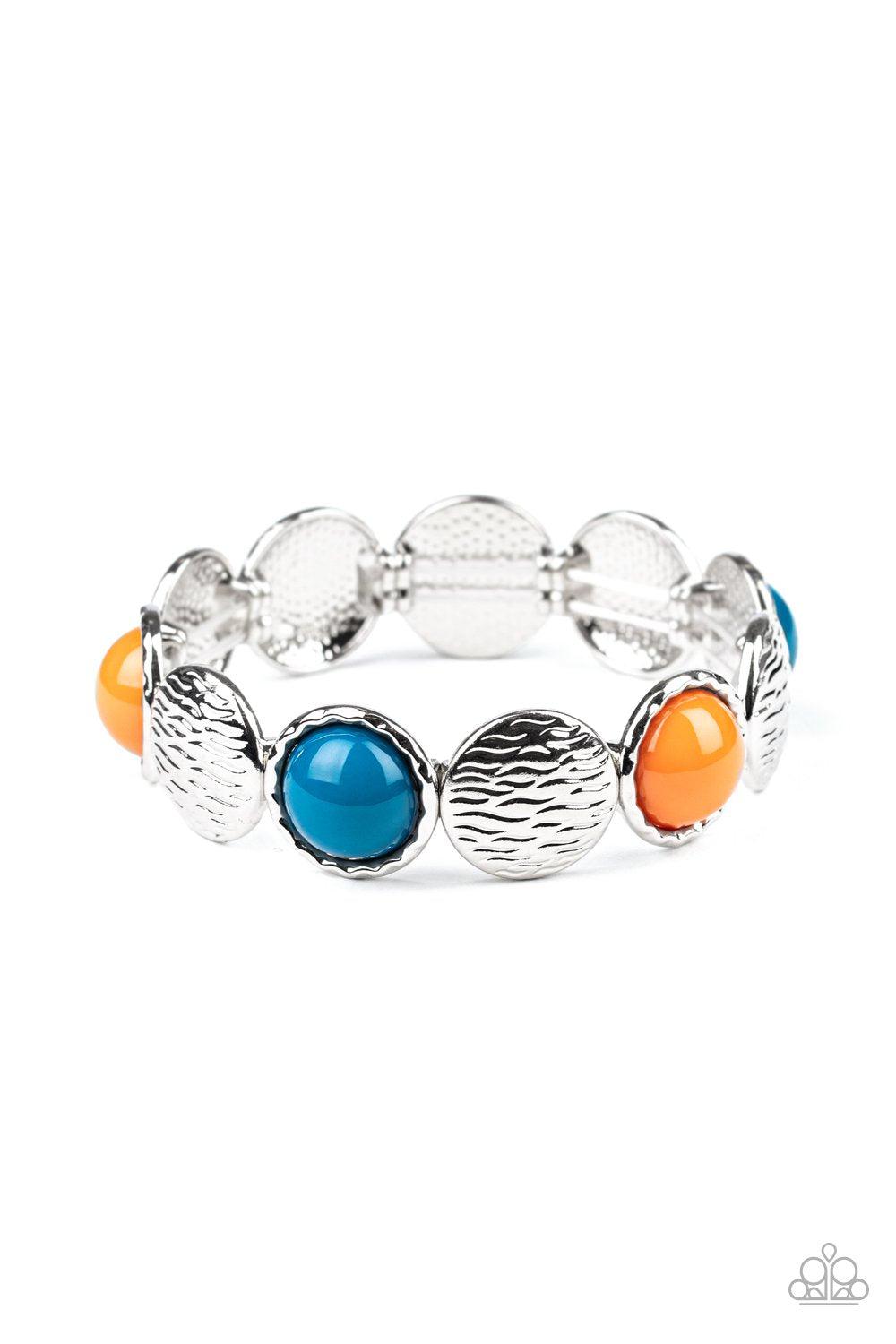 Boardwalk Boho Multi-color Blue and Orange Bracelet - Paparazzi Accessories- lightbox - CarasShop.com - Paparazzi Jewelry by Cara Jewels