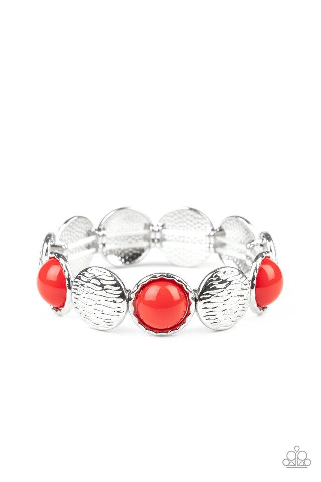 Boardwalk Boho Red Bracelet - Paparazzi Accessories- lightbox - CarasShop.com - Paparazzi Jewelry by Cara Jewels