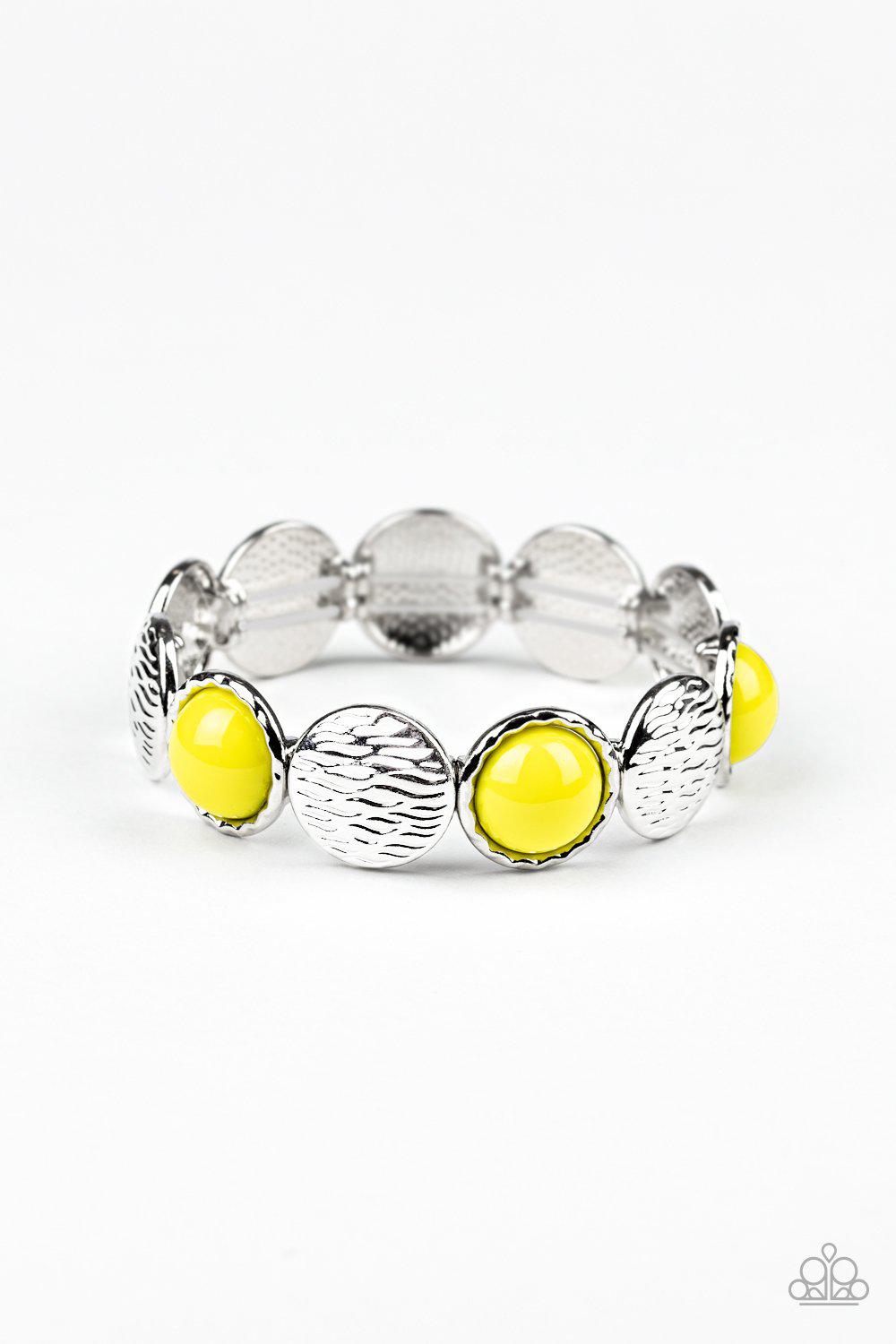 Boardwalk Boho Yellow Bracelet - Paparazzi Accessories- lightbox - CarasShop.com - Paparazzi Jewelry by Cara Jewels