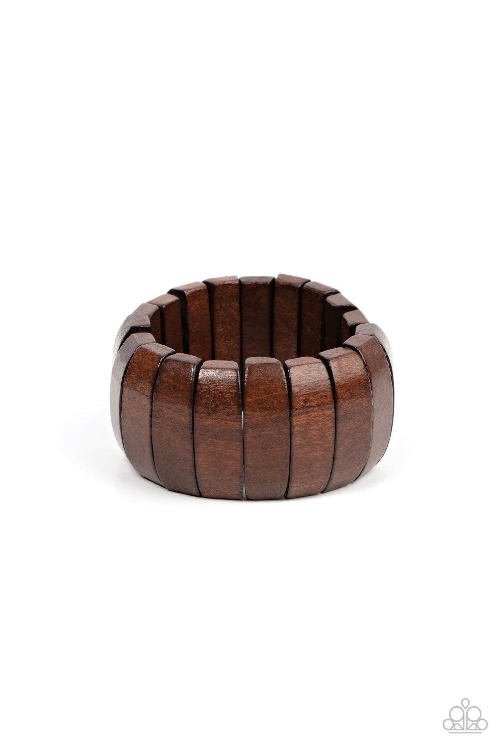 Boardwalk Bonanza Brown Wood Bracelet - Paparazzi Accessories- lightbox - CarasShop.com - Paparazzi Jewelry by Cara Jewels