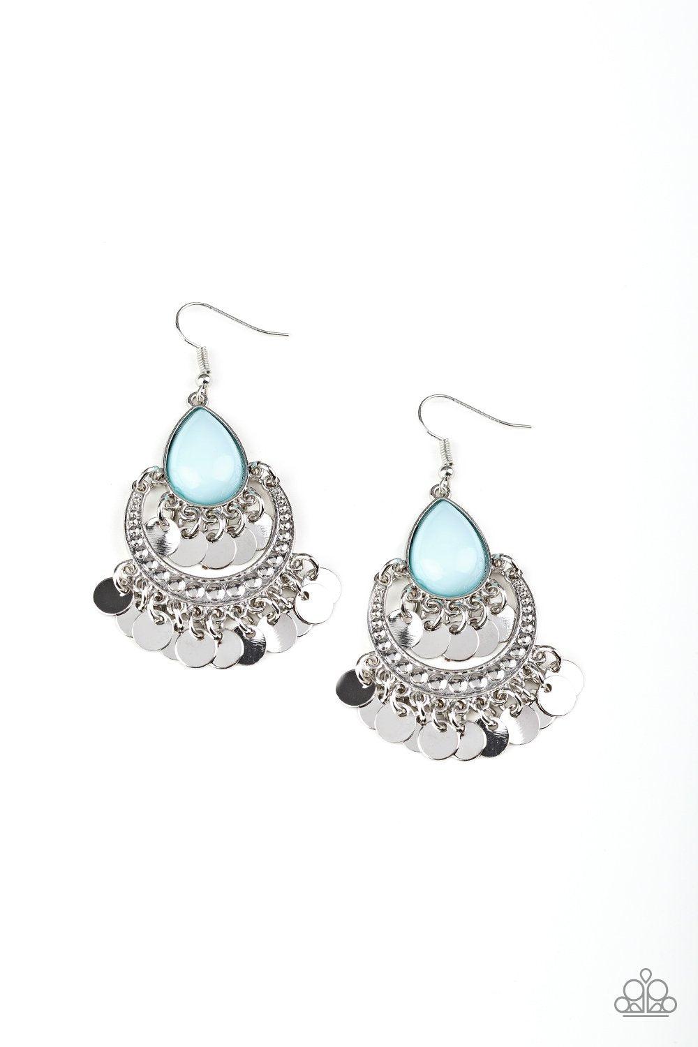 Bodaciously Boho Blue and Silver Earrings - Paparazzi Accessories- lightbox - CarasShop.com - Paparazzi Jewelry by Cara Jewels