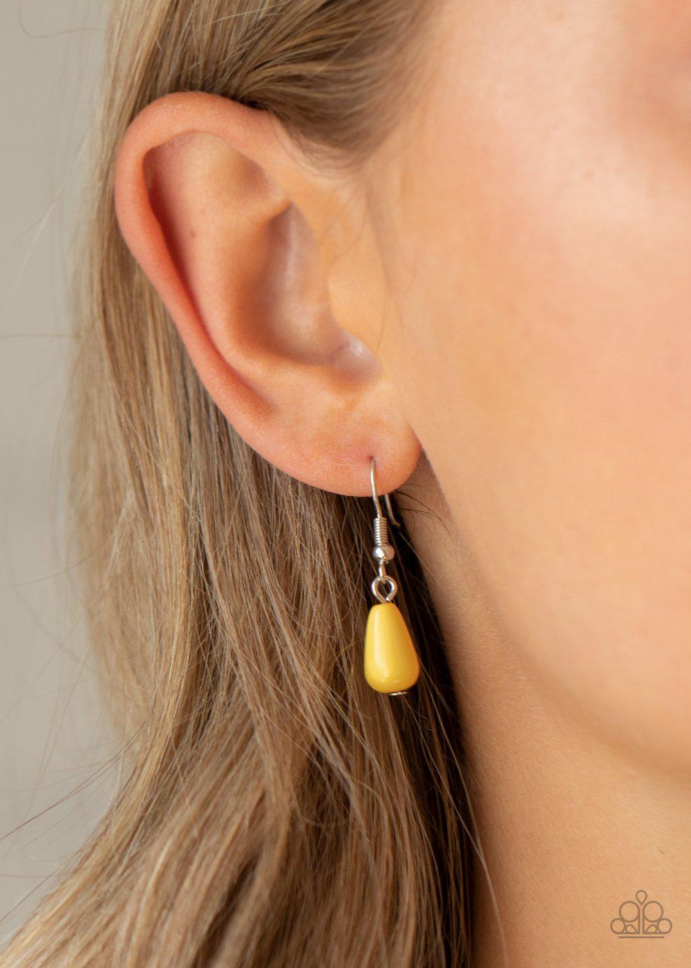 Bohemian Banquet Yellow and Silver Necklace - Paparazzi Accessories - free matching earrings -CarasShop.com - Paparazzi Jewelry by Cara Jewels