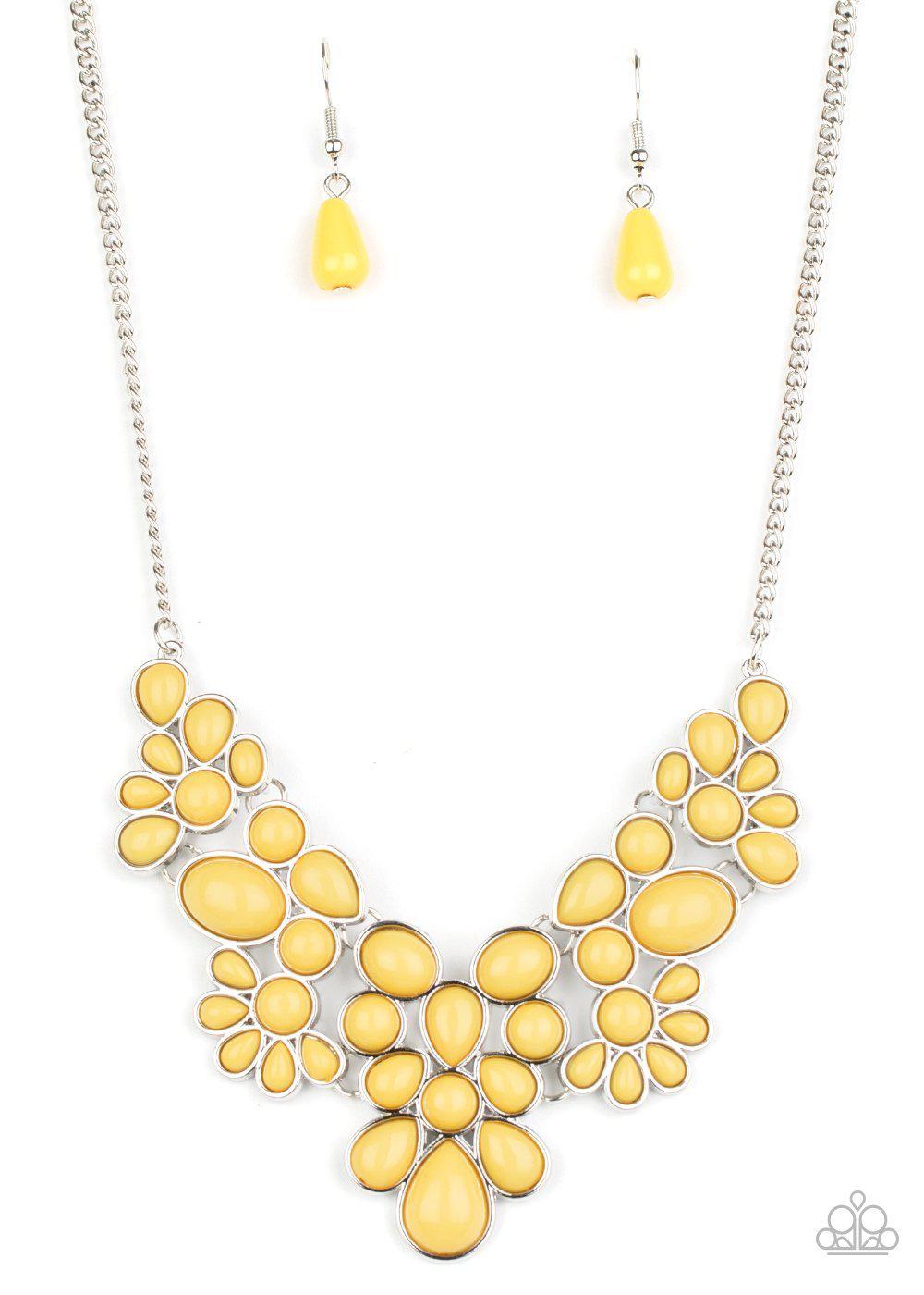 Bohemian Banquet Yellow and Silver Necklace - Paparazzi Accessories- lightbox - CarasShop.com - Paparazzi Jewelry by Cara Jewels