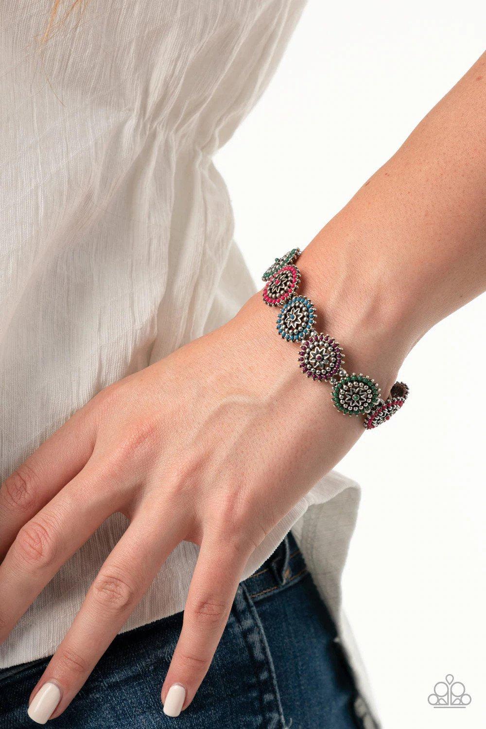 Bohemian Flowerbed Multi Bracelet - Paparazzi Accessories- on model - CarasShop.com - Paparazzi Jewelry by Cara Jewels