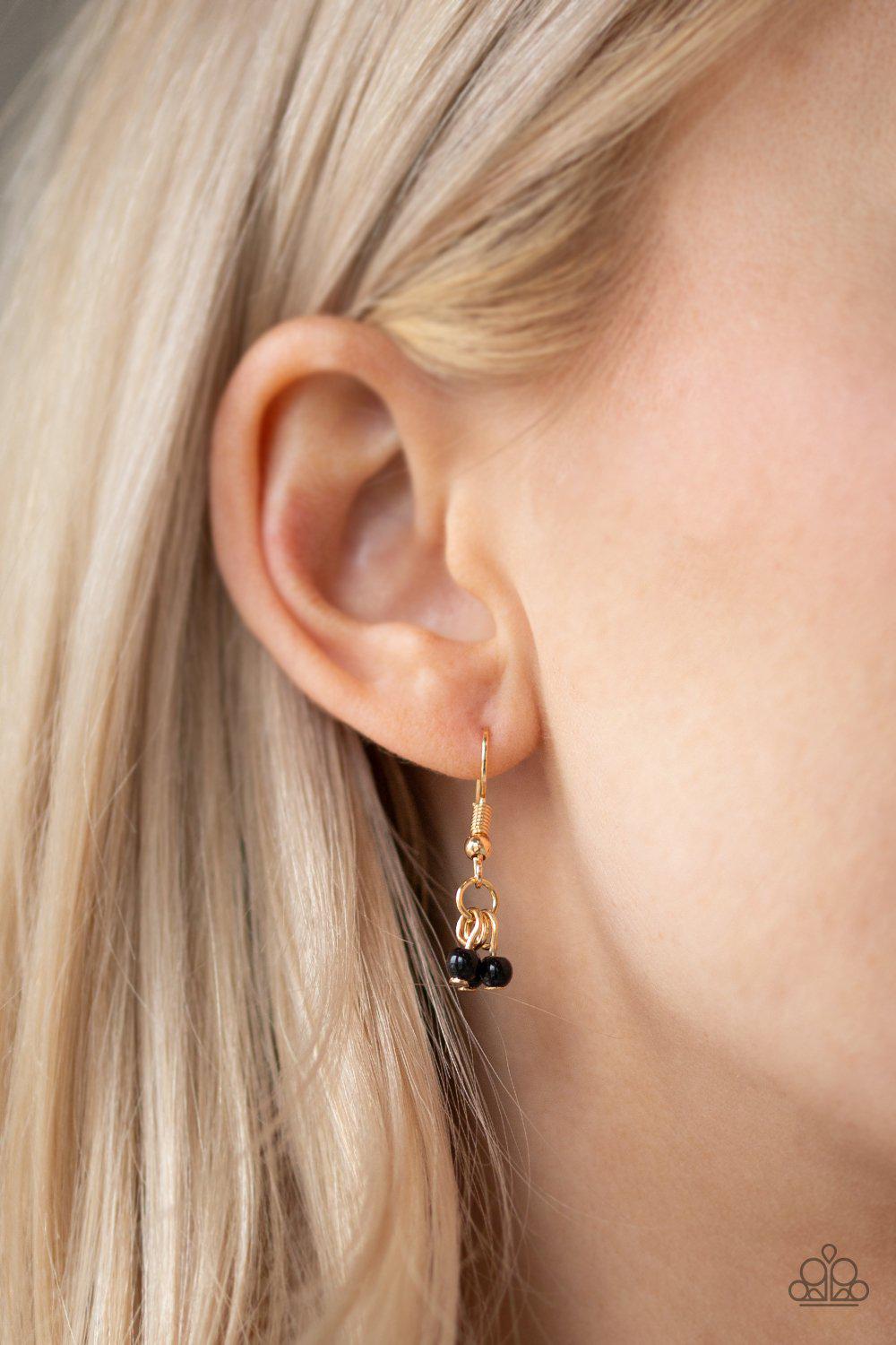 Boho Baby Gold and Black Necklace - Paparazzi Accessories - free matching earrings -CarasShop.com - Paparazzi Jewelry by Cara Jewels
