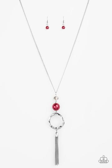 Bold Balancing Act Red and Silver Necklace - Paparazzi Accessories- lightbox - CarasShop.com - Paparazzi Jewelry by Cara Jewels