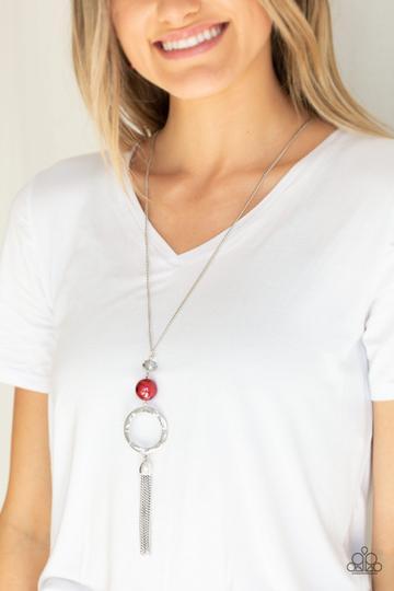 Bold Balancing Act Red and Silver Necklace - Paparazzi Accessories- lightbox - CarasShop.com - Paparazzi Jewelry by Cara Jewels