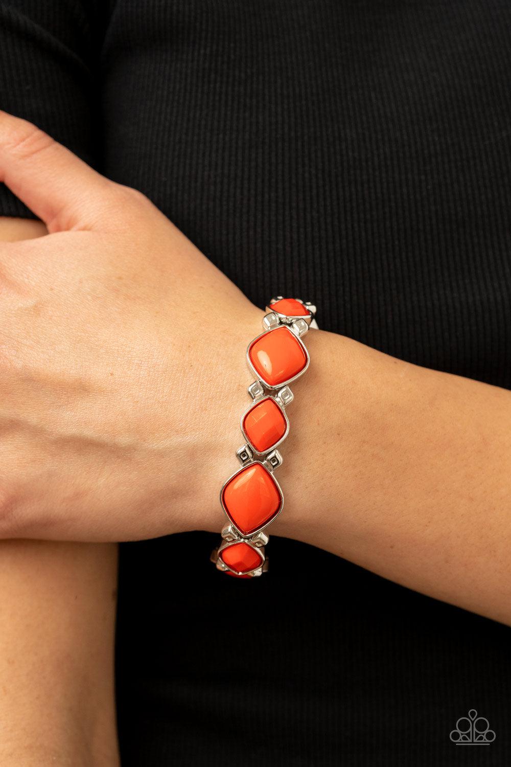 Boldly BEAD-azzled Orange Bracelet - Paparazzi Accessories- lightbox - CarasShop.com - Paparazzi Jewelry by Cara Jewels