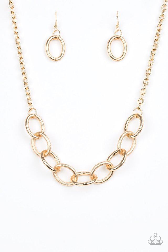 Boldly Bronx Gold Necklace - Paparazzi Accessories- lightbox - CarasShop.com - Paparazzi Jewelry by Cara Jewels