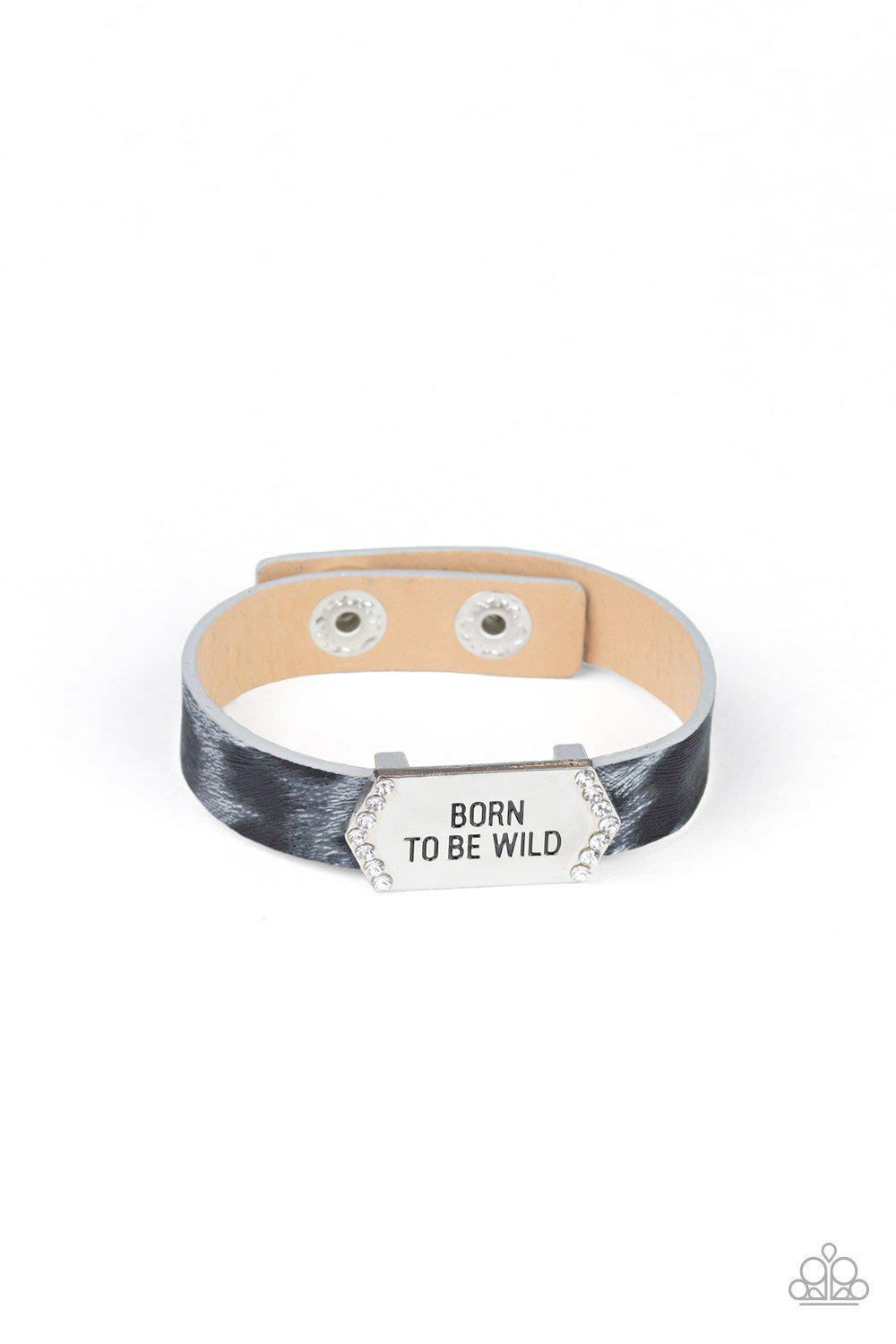 Born To Be Wild Silver Cheetah Wrap Snap Bracelet - Paparazzi Accessories- lightbox - CarasShop.com - Paparazzi Jewelry by Cara Jewels