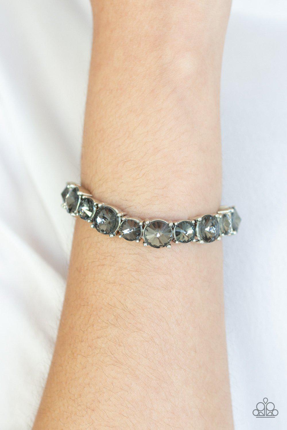 Born to Bedazzle Silver Rhinestone Bracelet - Paparazzi Accessories- lightbox - CarasShop.com - Paparazzi Jewelry by Cara Jewels