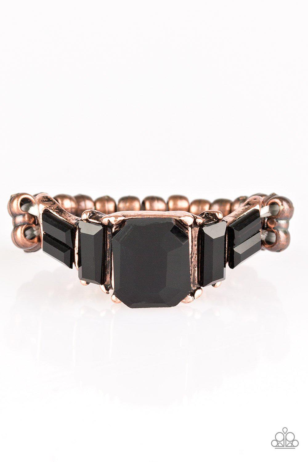 Born To Rule Copper and Black Rhinestone Ring - Paparazzi Accessories- lightbox - CarasShop.com - Paparazzi Jewelry by Cara Jewels