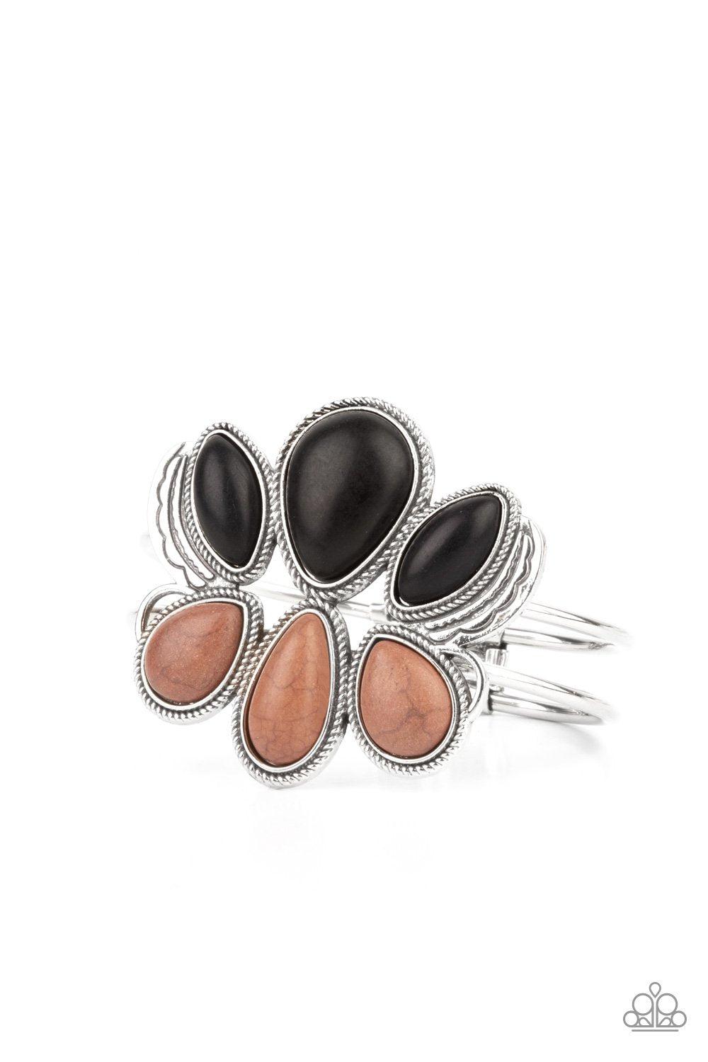 Botanical Badlands Multi Black and Brown Stone Hinged Cuff Bracelet - Paparazzi Accessories- lightbox - CarasShop.com - Paparazzi Jewelry by Cara Jewels