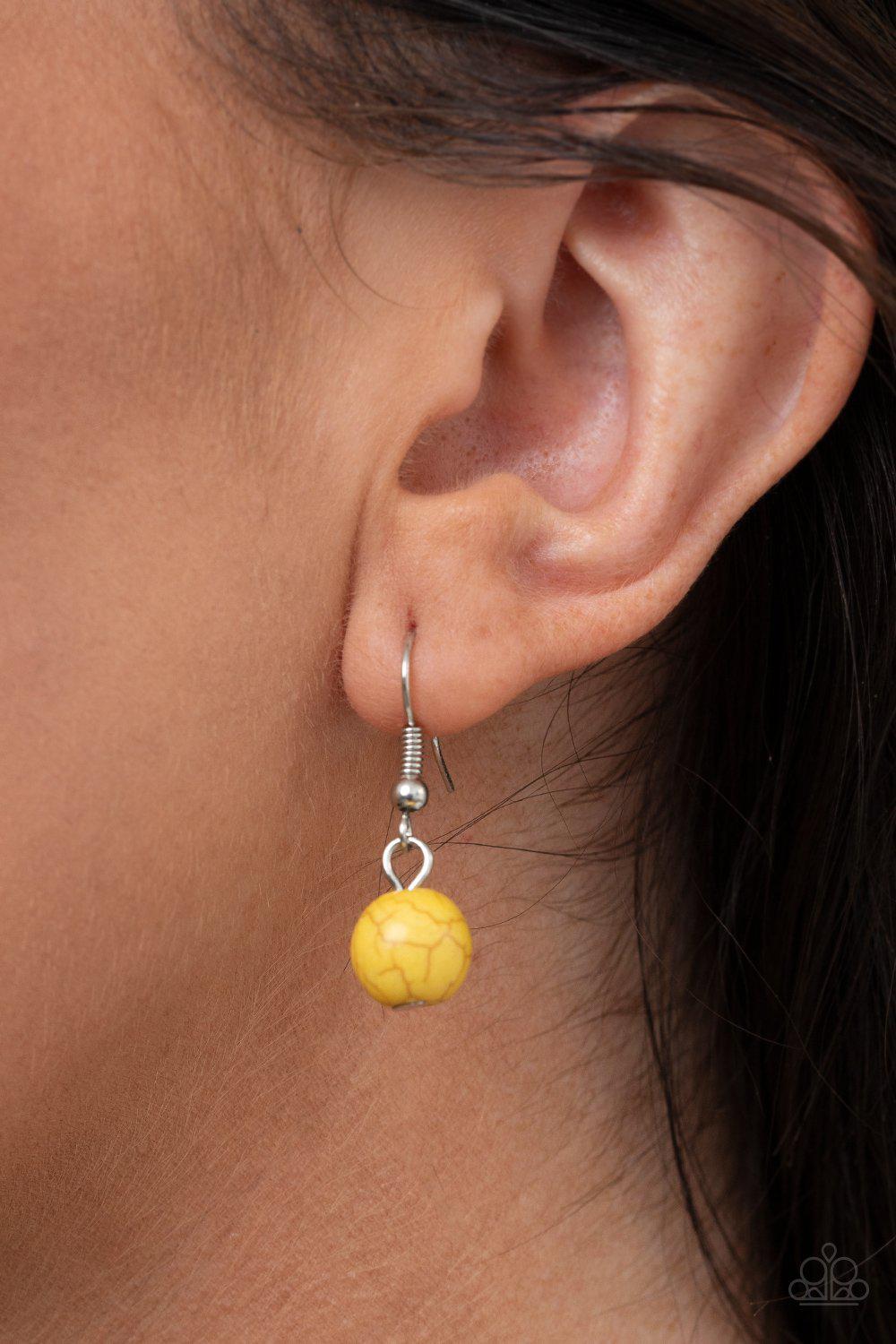 Bountiful Badlands Yellow Stone and Silver Flower Necklace - Paparazzi Accessories - free matching earrings -CarasShop.com - Paparazzi Jewelry by Cara Jewels
