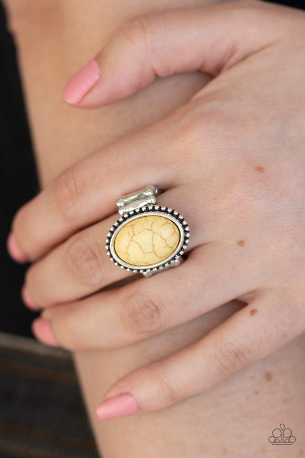 Bountiful Deserts Yellow Stone Ring - Paparazzi Accessories- lightbox - CarasShop.com - Paparazzi Jewelry by Cara Jewels
